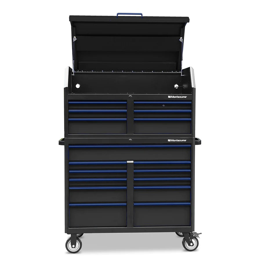 Montezuma 46 x 24 in. 17-Drawer Tool Chest and Cabinet Combo