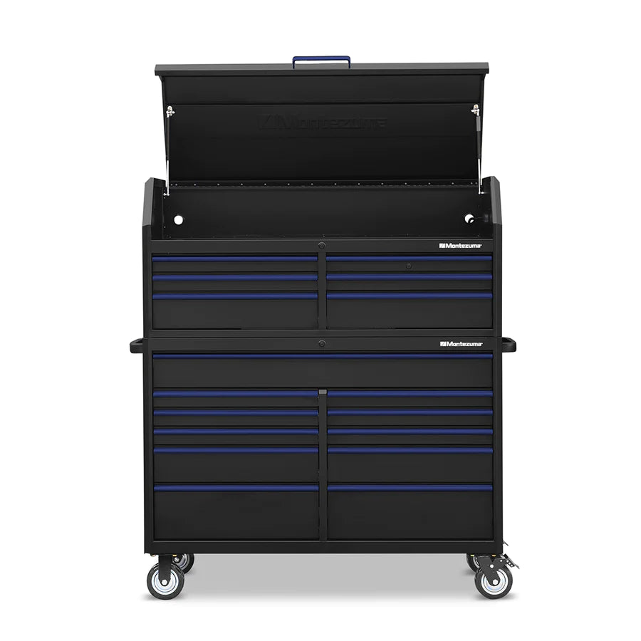 BKM562411TC 56 x 24 in. 11-Drawer Tool Cabinet combo with chest front, open