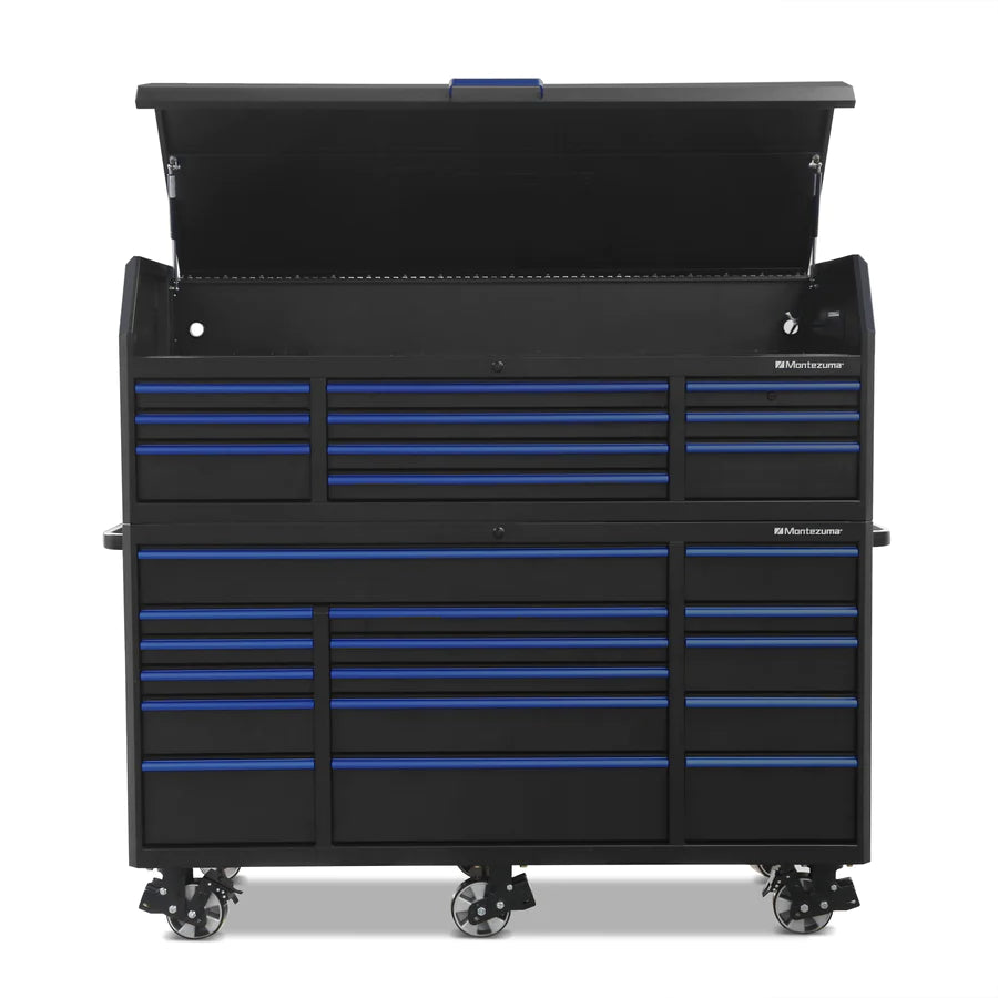 BKM723010CH 72 x 30 in. 10-Drawer Tool Chest and cabinet combo front, open