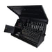 DX411FB black toolbox with black accents open with compartment