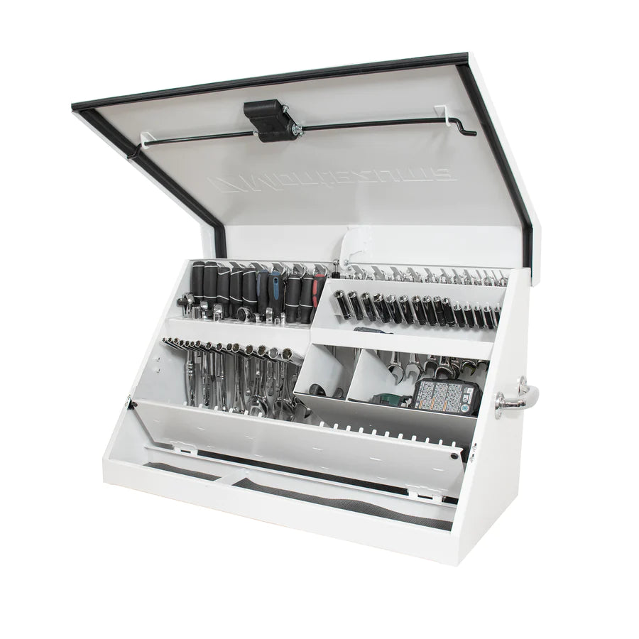 ME300-W23 White Toolbox open, side