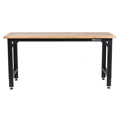 Montezuma 6 ft. Adjustable Height Steel Workbench with Solid Wood Work Top