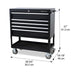 Montezuma 36 X 17 in. Steel Triangle® Toolbox and 36 in. 5-Drawer Utility Cart Combo cart dimensions