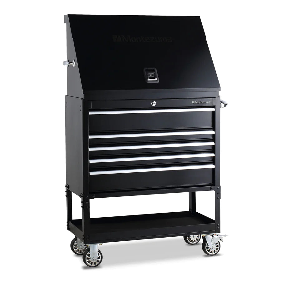 Montezuma 36 X 17 in. Steel Triangle® Toolbox and 36 in. 5-Drawer Utility Cart Combo, right