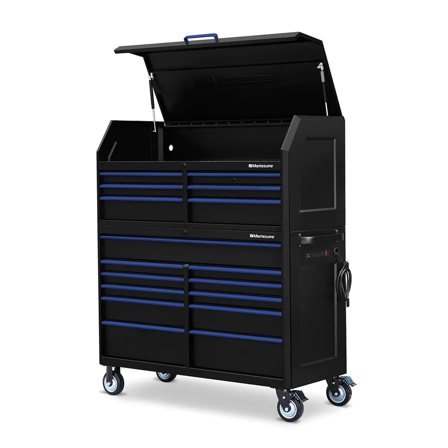 BKM562406CH 56 x 24 in. 6-Drawer Tool Chest combo with cabinet left, open